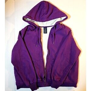 Faded Glory Womens Zip Up Hoodie Sherpa Size XXL Purple Draw String Y2K